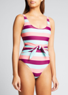 Tanya Taylor Daphne Striped One-piece Swimsuit In Salmon Rose Multi