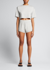 Loulou Studio Tonal Logo-embroidered Cotton Shorts In Grey