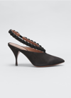 Alaïa 90mm Leather Pompom Pumps In 999 Noir