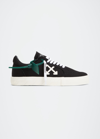 Off-white Men's Canvas Low-top Vulcanized Diagonal Sneakers In Black/ White