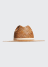 Janessa Leone Asher Raffia Fedora Hat In Brown