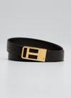 Tom Ford T Buckle Crocodile-embossed Belt In Black