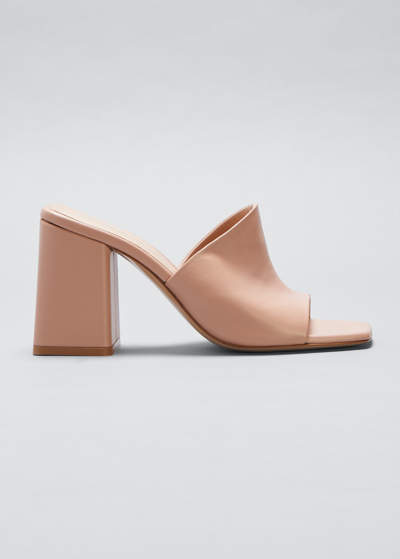 Gianvito Rossi Wynn Lambskin Block-heel Mule Sandals In Blush