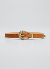 Streets Ahead Calf Hair Buckle Belt In Tan Brass