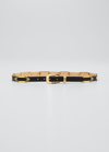 Streets Ahead Antique Leather Skinny Belt In Black Gold