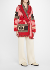Alanui Geometric Cashmere Jacquard Belted Icon Cardigan In Fancy Pink