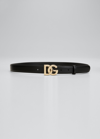 Dolce & Gabbana Interlocking Dg Logo Leather Belt In Black