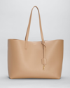 Saint Laurent East West Calfskin Shopping Tote Bag In Dark Toffee