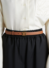 Loewe Anagram Leather Belt In Tan Gold