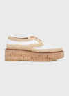 Gabriela Hearst X Clergerie Louis Raffia-trimmed Platform Derby Shoes In 100 White Beige