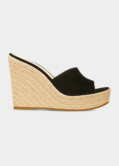 Veronica Beard Dali Metallic Leather Wedge Espadrilles In Black