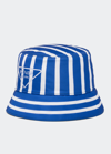 PRADA STRIPED TRIANGLE LOGO BUCKET HAT