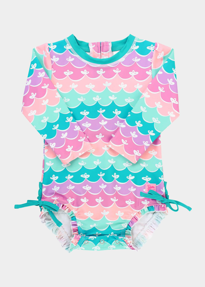 Rufflebutts Babies' Girl's Mermaid One-piece Rash Guard