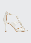 Jimmy Choo Aura Pearly T-strap Sandals In Ivory White