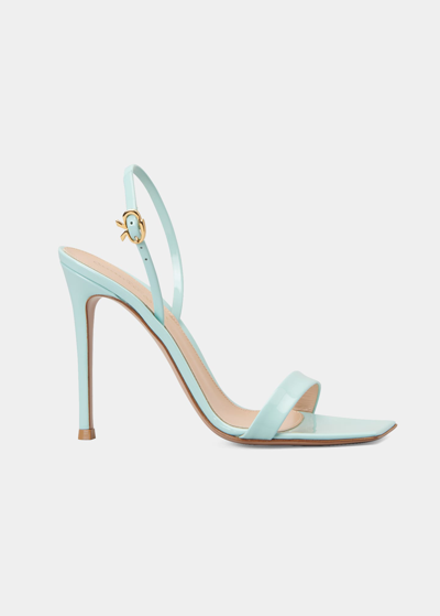 Gianvito Rossi Vernice Patent Ribbon Slingback Sandals In Bora