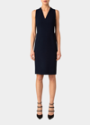 Akris V-neck Sleeveless Wool Crepe Dress In Ecru