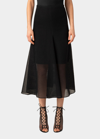 Akris Techno Grid Midi Skirt In Black