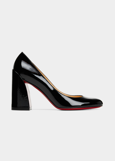 Christian Louboutin Miss Sab 85 Patent-leather Courts In Black
