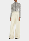 Proenza Schouler Cheetah Jacquard Mock-neck Pullover In Ecrublack