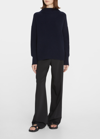 Vince Boiled Cashmere Funnel-neck Sweater In Coastal Blue