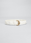 Etro Woven Leather Buckle Belt In Bianco