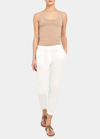 THEORY TREECA GOOD LINEN CROPPED PULL-ON ANKLE PANTS
