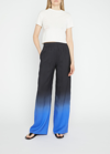 The Row Avant Ombré Relaxed Silk Shantung Pants In Black/electric Bl
