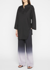 The Row Avant Ombré Relaxed Silk Shantung Pants In Black/lilac