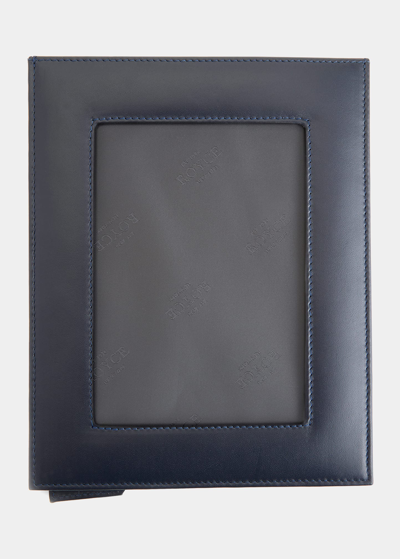 Royce New York Personalized 5" X 7" Leather Picture Frame In Navy Blue