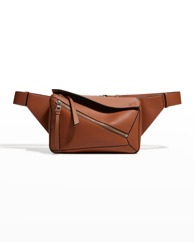 Loewe Men's Puzzle Leather Belt Bag In Tan