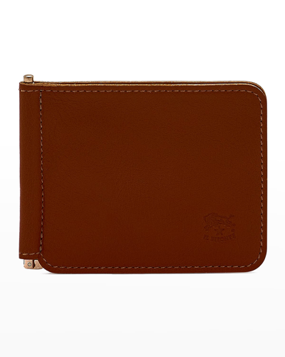 Il Bisonte Men's Leather Bifold Wallet W/ Money Clip In Vintage Cognac