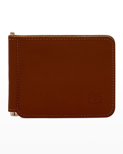 IL BISONTE MEN'S LEATHER BIFOLD WALLET W/ MONEY CLIP