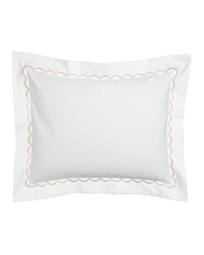 Matouk King Lanai Pique Sham In White/pink
