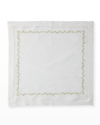 Nomi K Metallic Scroll Border Linen Napkin Set Of 4