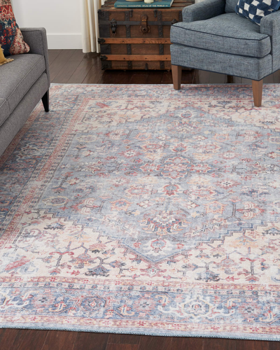 Nourcouture Jacob Washable Rug, 2' X 6' In Blue/multi