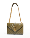 Saint Laurent Medium Tri-quilted Matelasse Grain De Poudre Flap Shoulder Bag, Golden Hardware