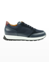 Bruno Magli Men's Holden Mix-media Trainer Sneakers In Navy/navy Nylon