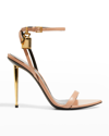 Tom Ford 105mm Lock Stiletto Sandals In Flesh