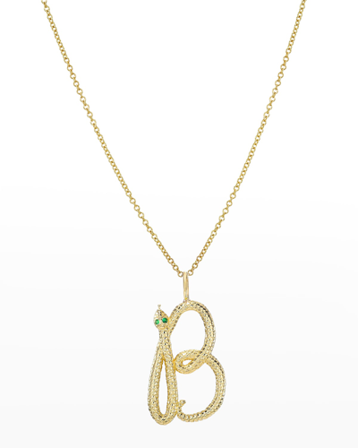 Zoe Lev Jewelry 14k Gold Snake Initial Necklace In B