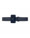 Vaincourt Paris La Petite Merveilleuse Timeless Leather Belt With Covered Buckle In Navy