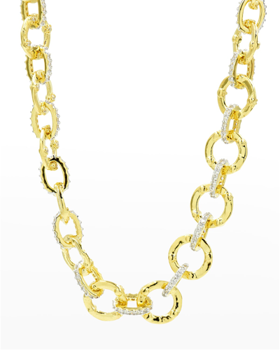 Freida Rothman Cubic Zirconia Chain Link Necklace In Gold And Silver