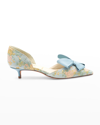 Something Bleu Cliff Bow D'orsay Kitten-heel Pumps In Pearl Blue Romanc