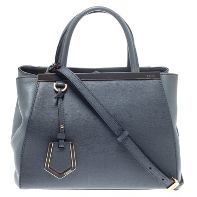 Pre-owned Fendi Grey Saffiano Leather Small 2jours Tote