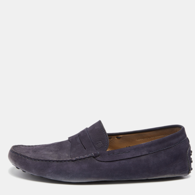Pre-owned Tod's Purple Suede Slip On Loafers Size 44.5