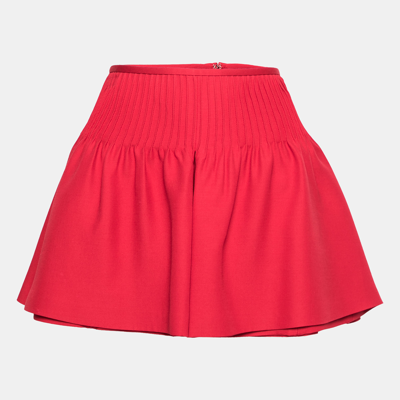 Pre-owned Valentino Red Wool & Silk Pintucked Shorts S