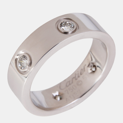 Pre-owned Cartier Love 18k White Gold Diamond Ring Eu 51