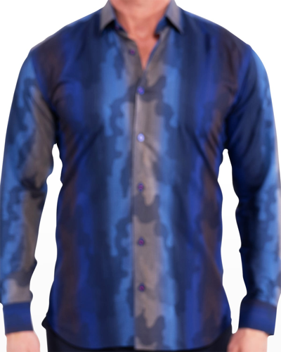 Maceoo Men's Fibonacci Camo Degrade Sport Shirt In Blue