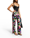 Trina Turk Birds Of Paradise Printed Split Hem Coverup Pants In Multi