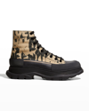 Alexander Mcqueen Men's Tread Slick Graffiti High-top Sneakers In Khaki Mult