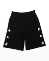 Golden Goose Kids' Boy's Star-printed Wide Leg Shorts In Blackwhite